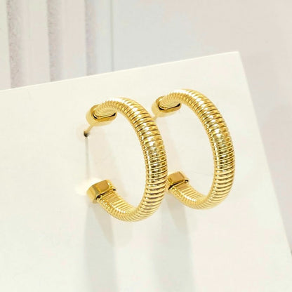 18k Gold Plated Anti Tarnish Water Proof Spring Like Hoop Earring