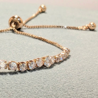 DIVA SERIES - Rose Gold Zirconia 5A Linear Tennis Chain  Bracelet