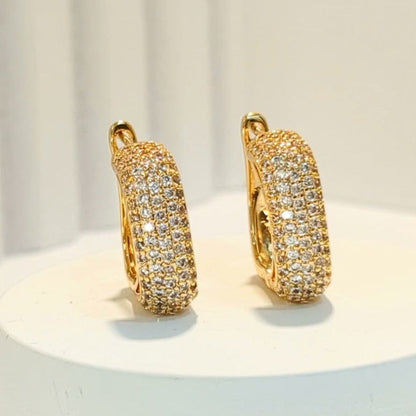 18K Gold Plated Zirconia Square Loops Earring