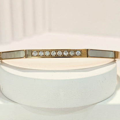 18k Rose Gold Elegant Mother of Pearl 5A Zirconia Studded Bracelet