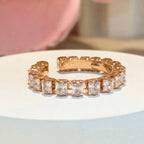 PRIMA DONNA SERIES - Cubic 5A Full Linear Zirconia Rose Gold Plated Adjustable Finger Ring