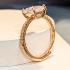 PRIMA DONNA SERIES - Beautiful Solitaire with 5A Zirconia in Rose Gold Brass Adjustable Finger Ring