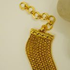 Green Crystal n Stone Studded Statement Bracelet