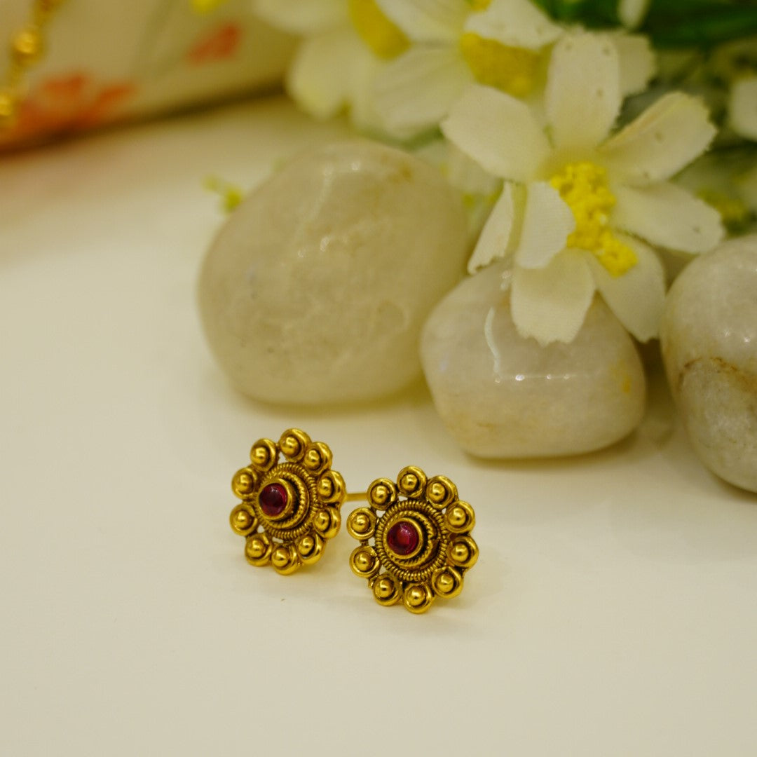 Elegant Drop Shape Ruby Studded Traditional  Pendant Set