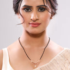 Rose Gold Linear Chain Mangalsutra with Triple Drop American Diamonds
