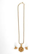Gold-Plated Antique Stone-Studded Pendant and Earrings