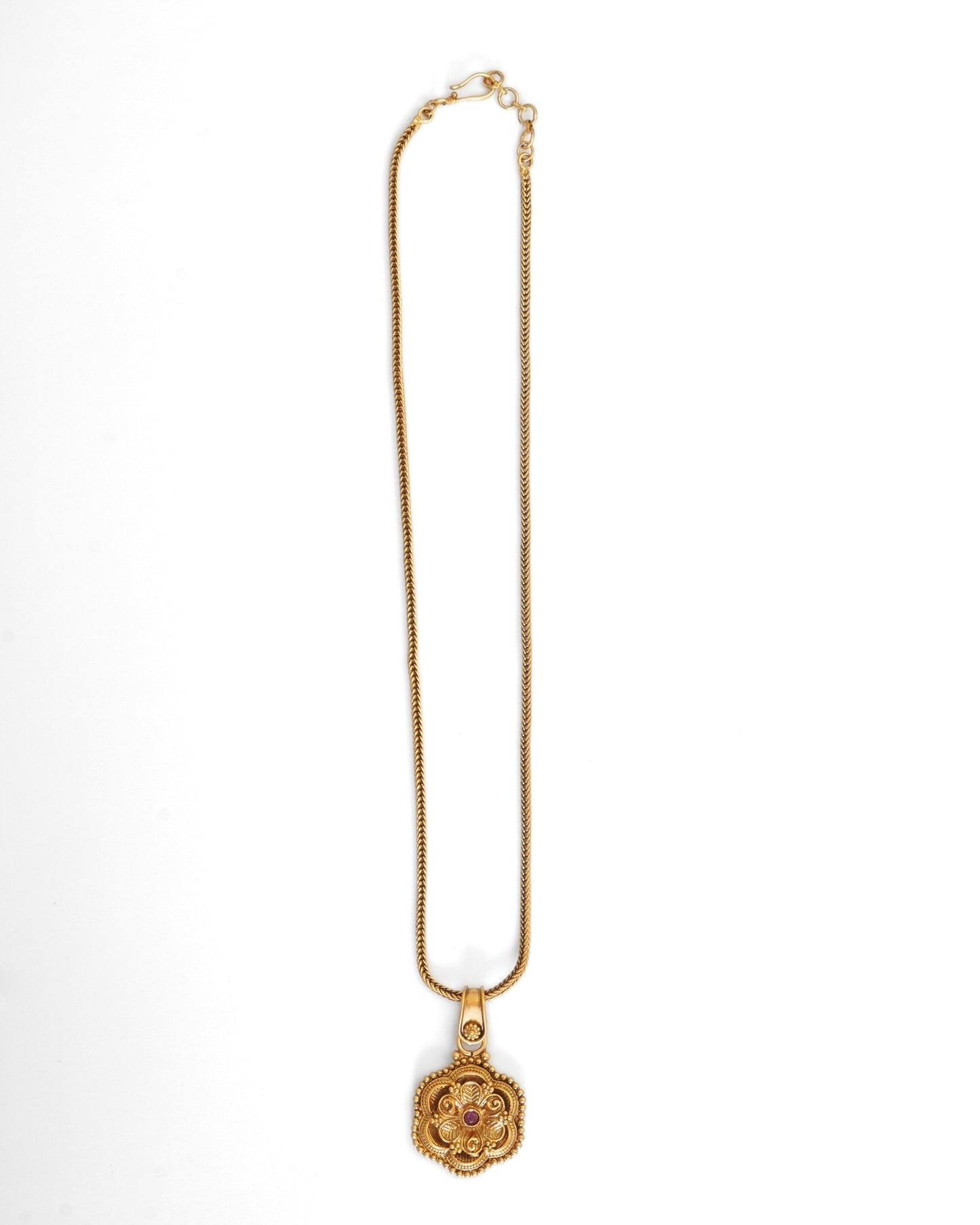Gold-Plated Antique Stone-Studded Pendant and Earrings