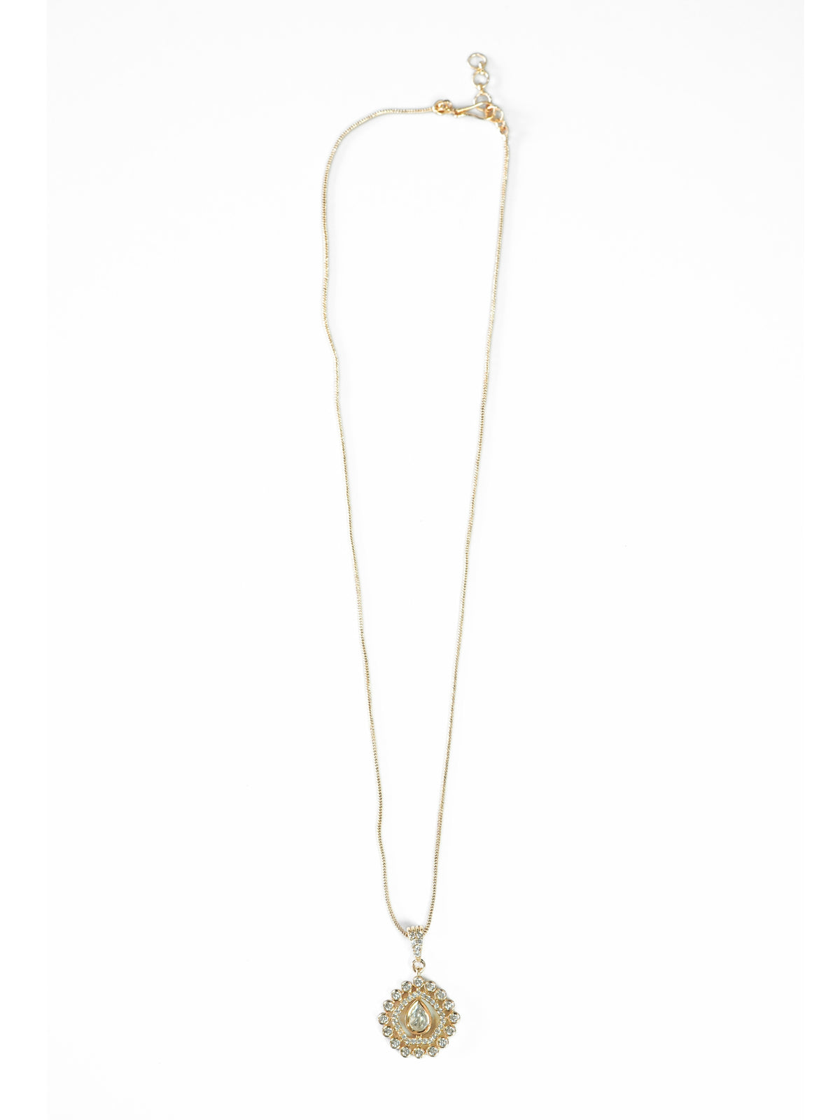 Gold-Plated Kundan & AD Pendant Necklace Set