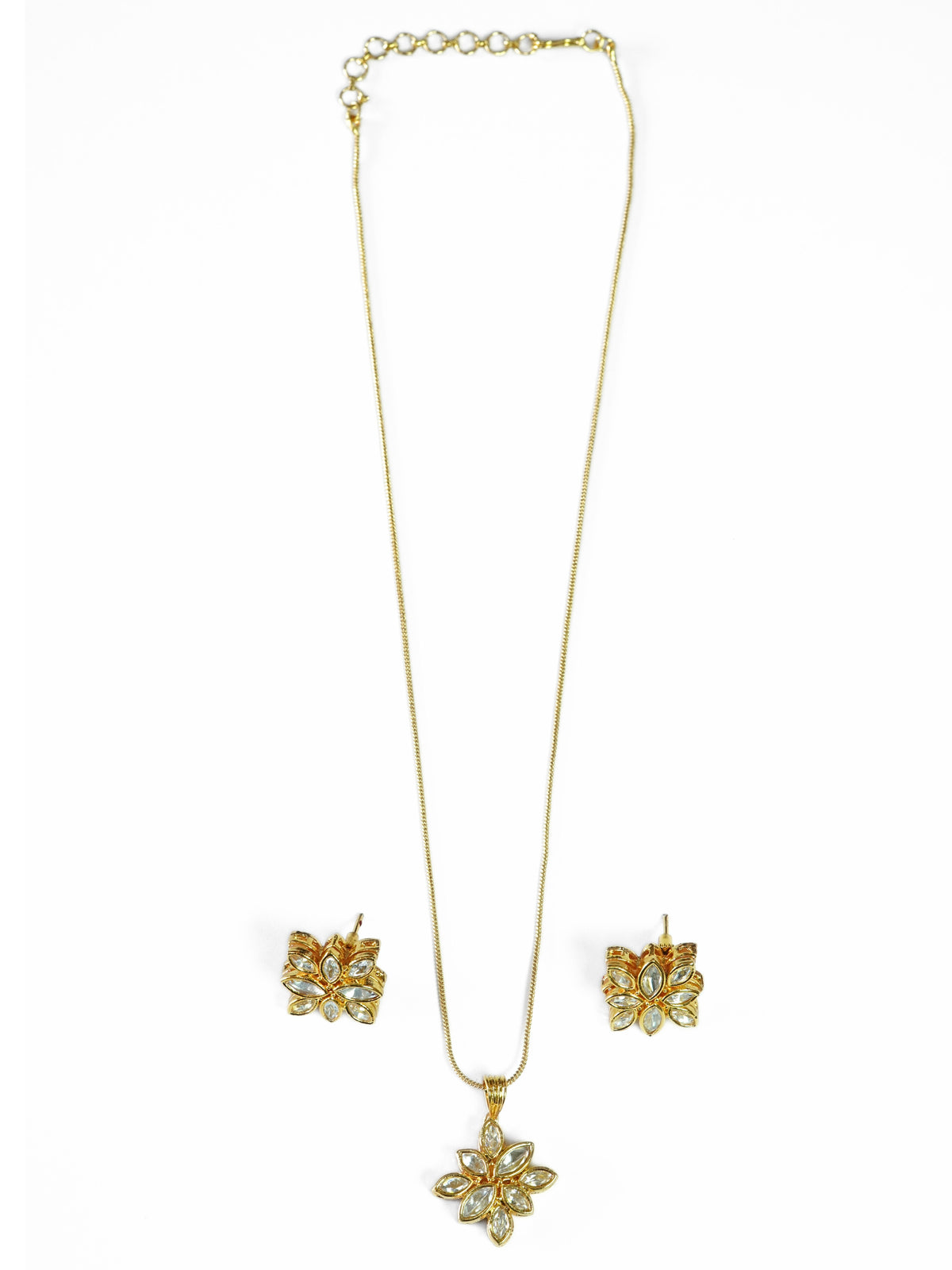 Star-Shaped Kundan Gold-Plated Chain Necklace Set