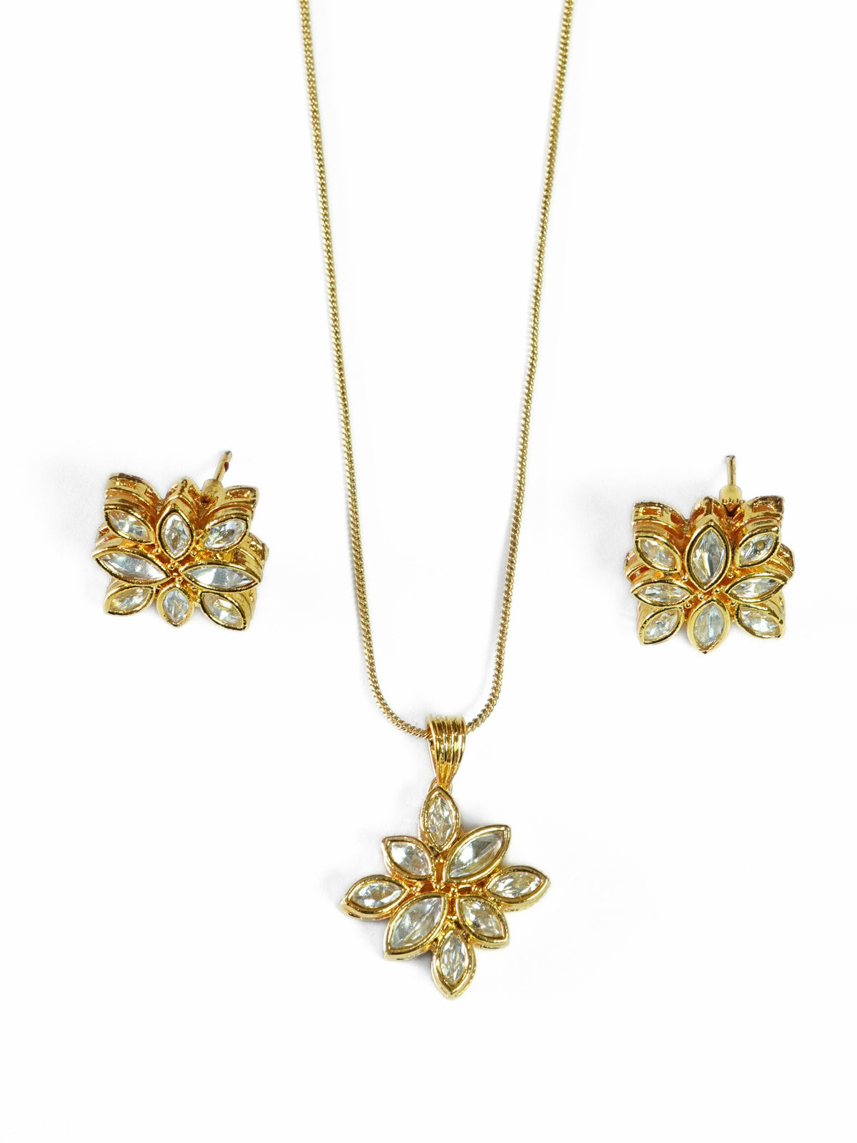 Star-Shaped Kundan Gold-Plated Chain Necklace Set