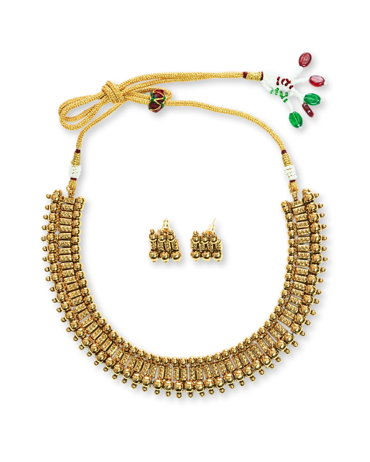 Gold-Plated Artificial Beaded Necklace Set