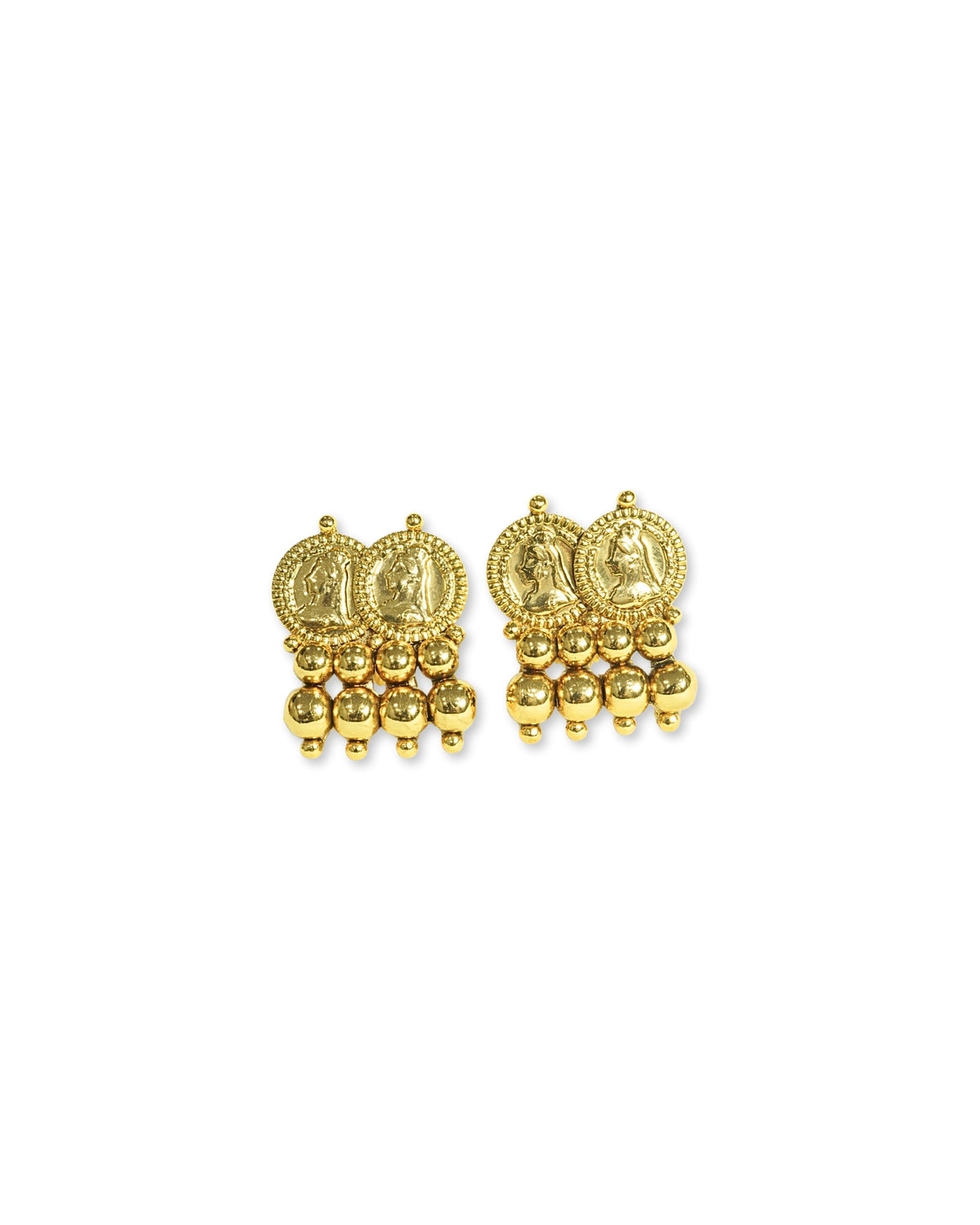 Gold-Plated 3-Layered Coin Stud Necklace Set