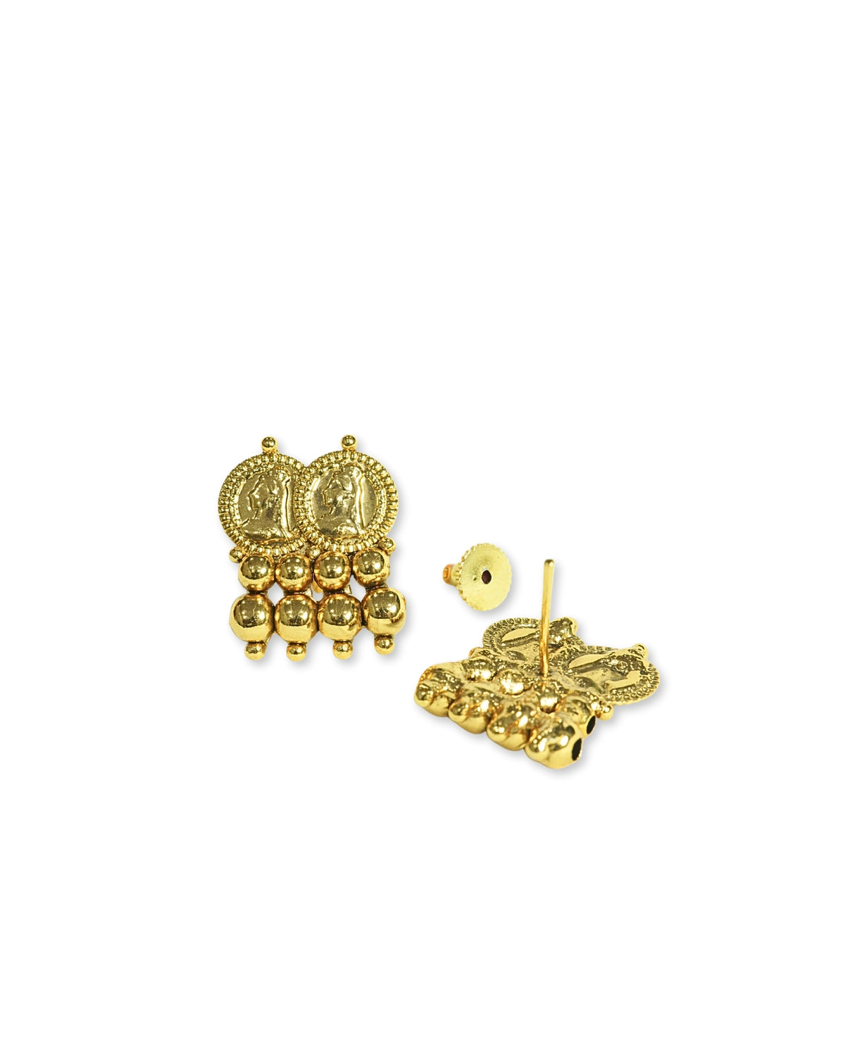 Gold-Plated 3-Layered Coin Stud Necklace Set