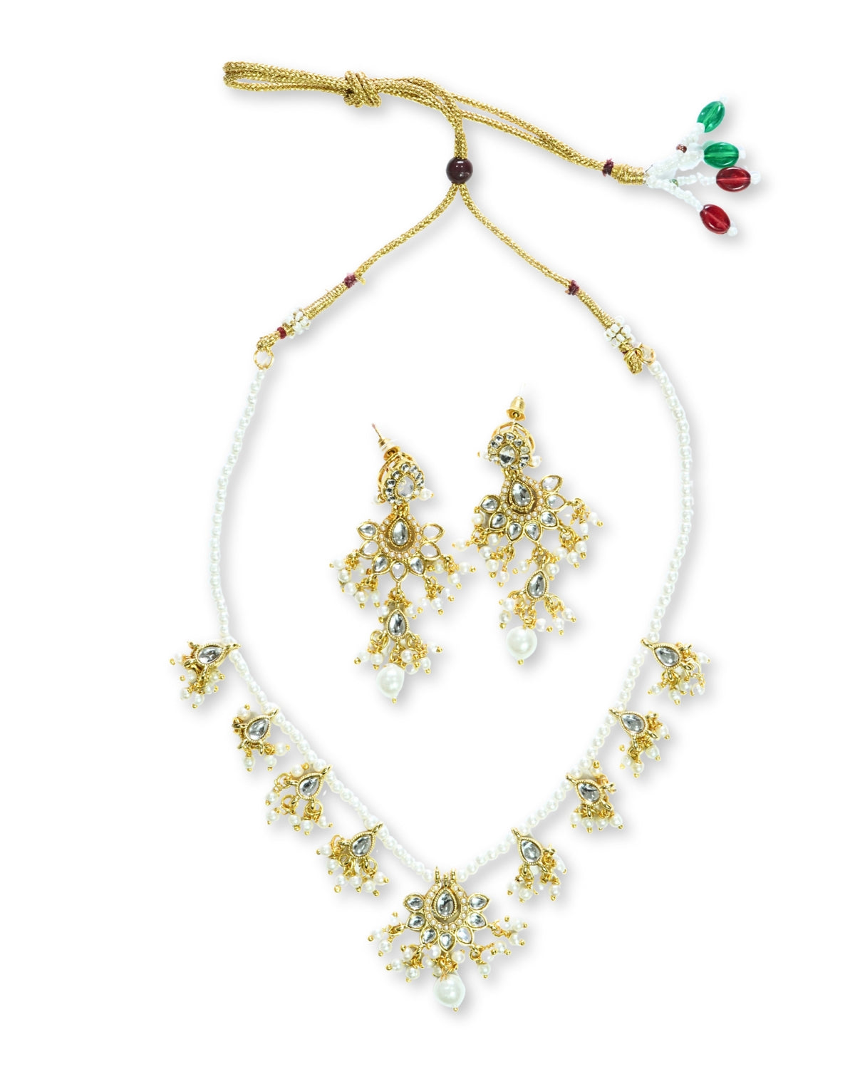 Pearl Kundan & Beaded Necklace Set with Danglers