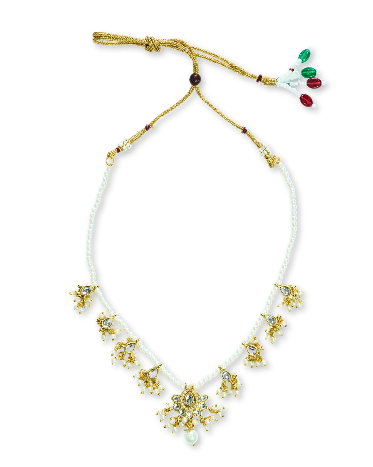Pearl Kundan & Beaded Necklace Set with Danglers