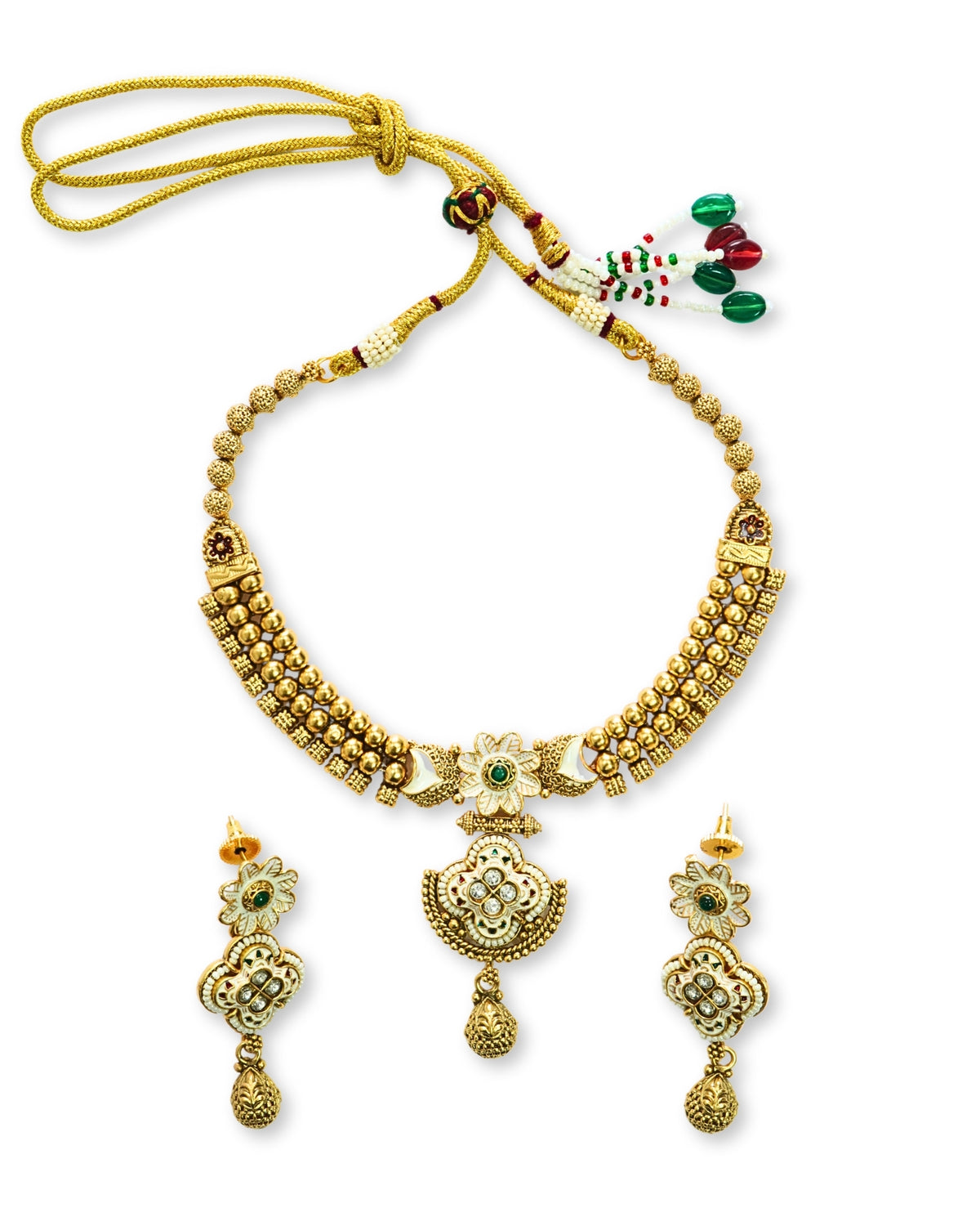 Meenakari Beaded Gold-Plated Necklace Set