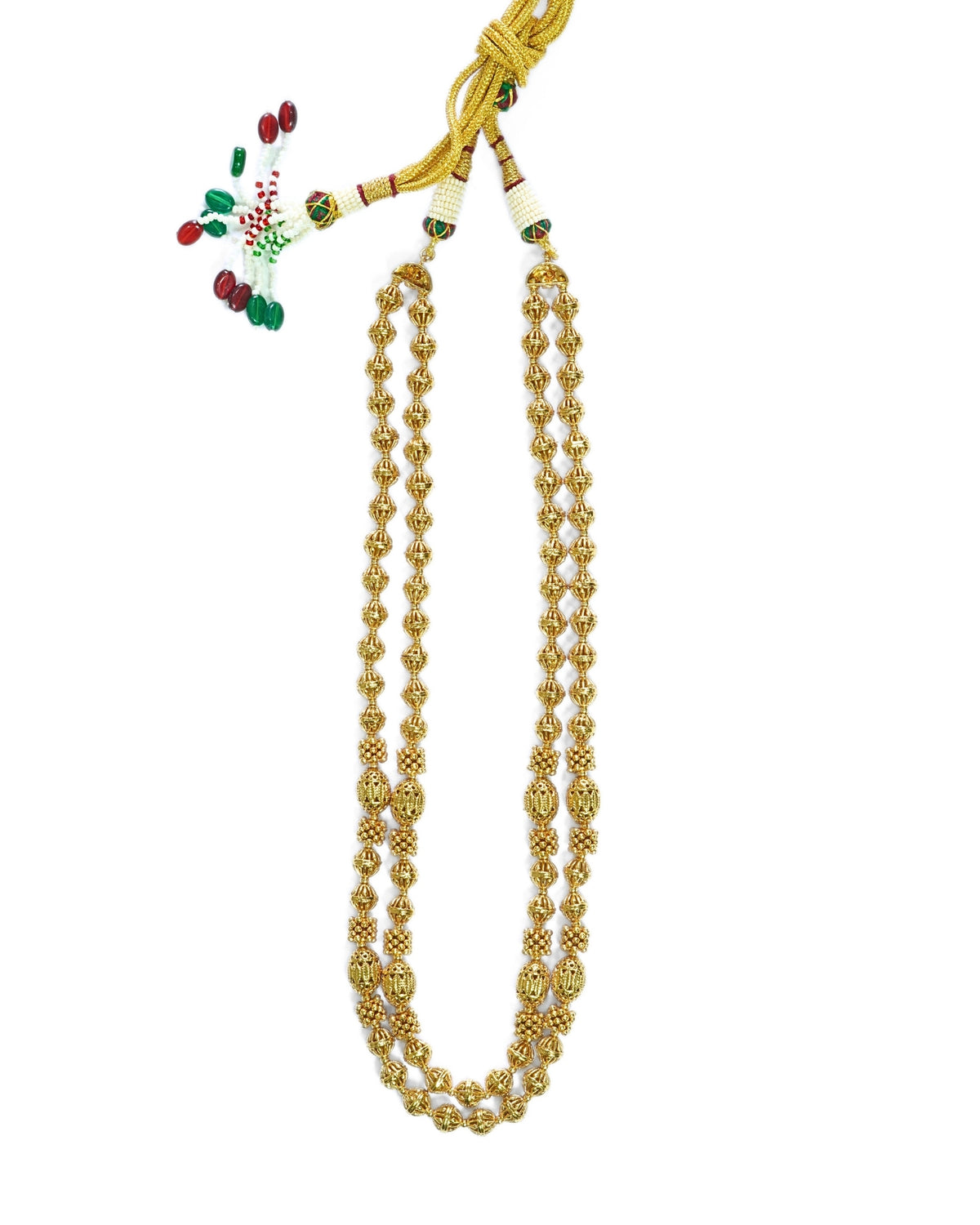 Dual-Layer Beaded Gold plated Necklace & Jhumka Set