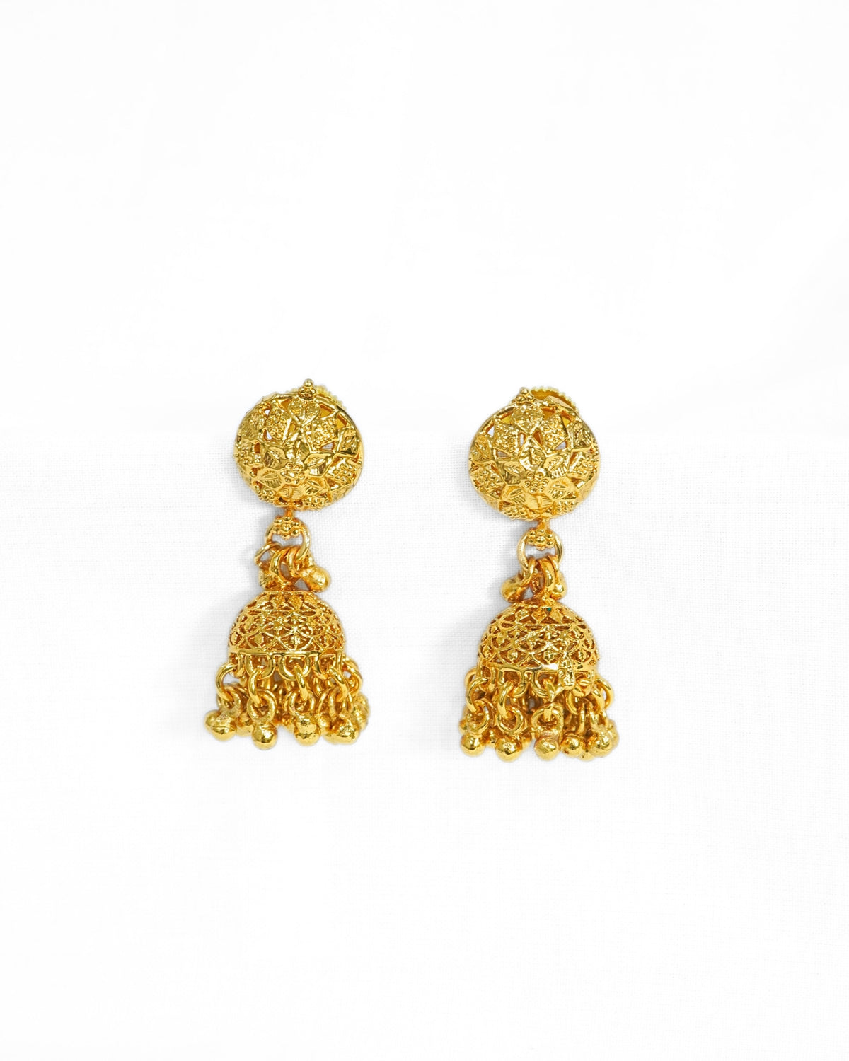 Oval Beaded Gold plated Dual Layer Necklace set