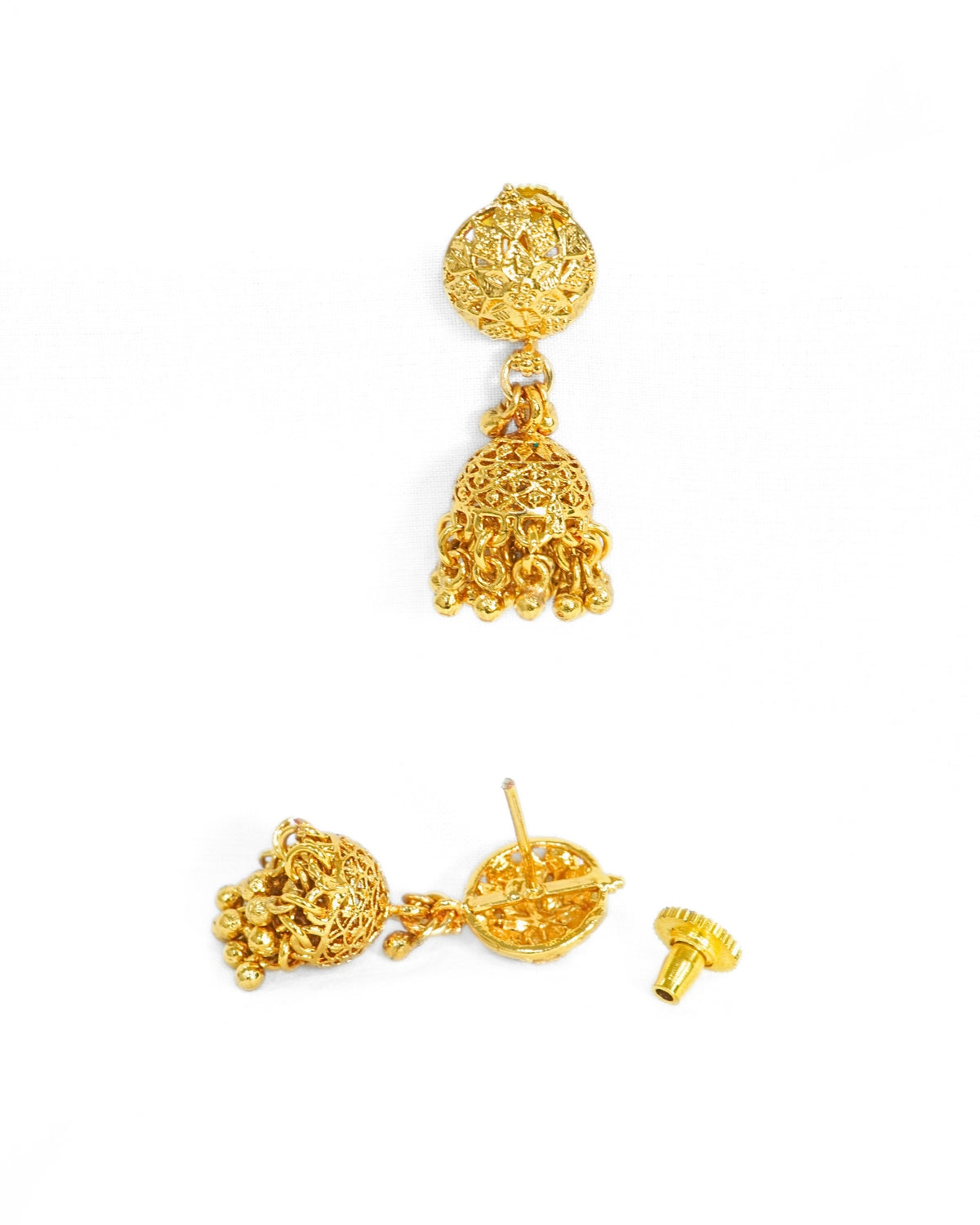 Oval Beaded Gold plated Dual Layer Necklace set