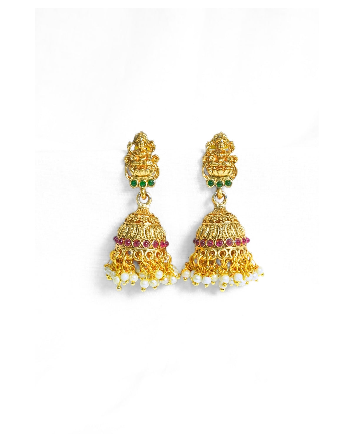 22K Gold-Plated Temple Stone-Studded Broad Choker Set