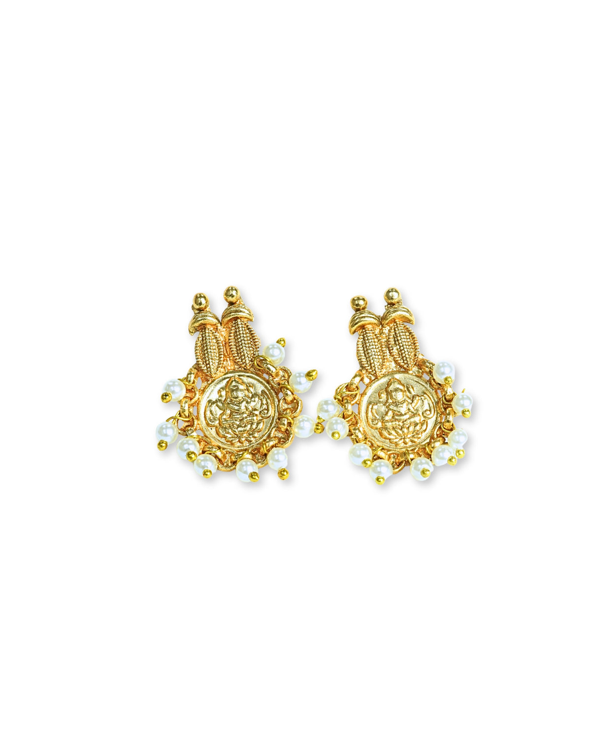 Laxmi Coin Matte Finish Pearl Necklace Set