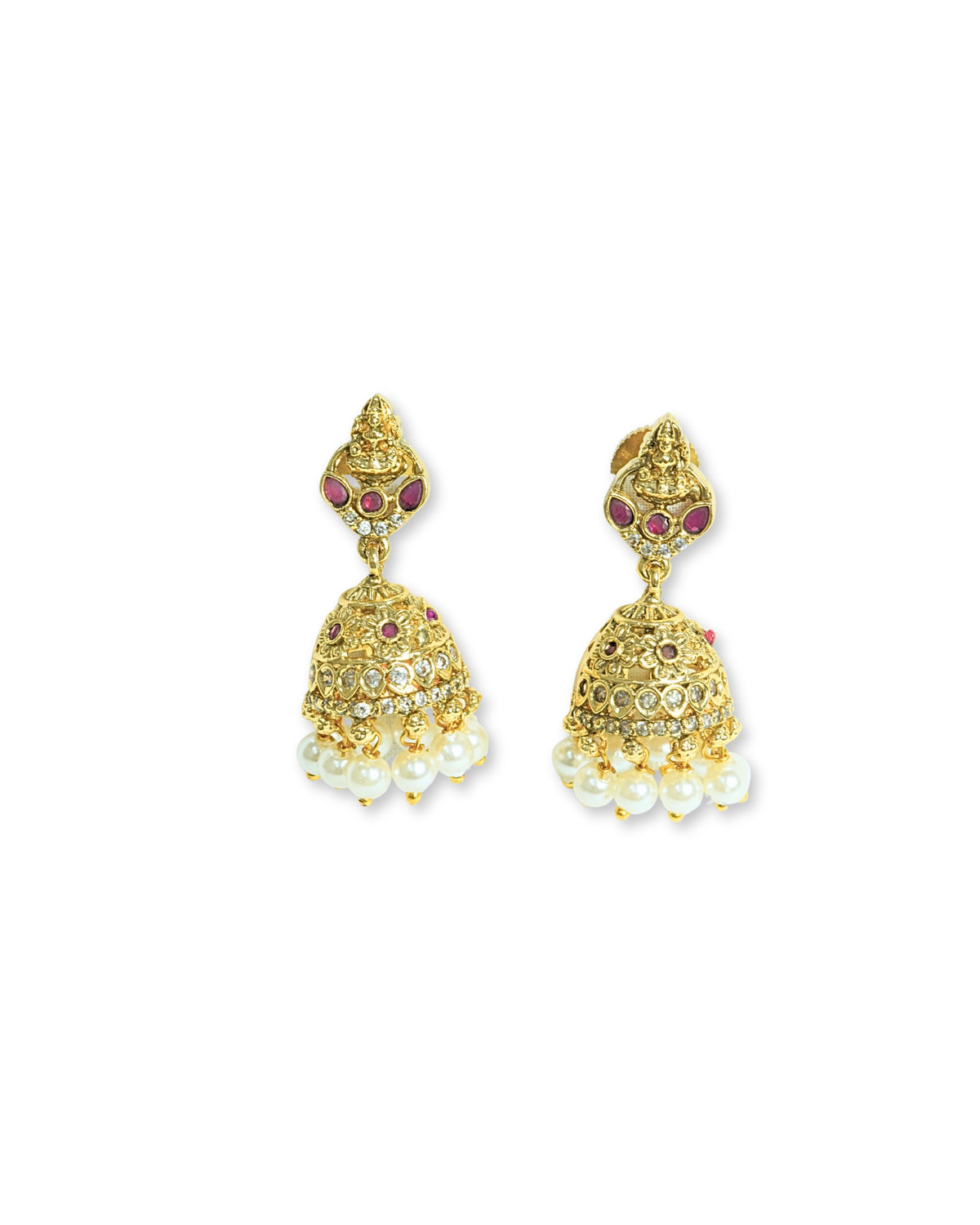 Traditional Temple Gold-Plated AD & Stone Studded Necklace Set
