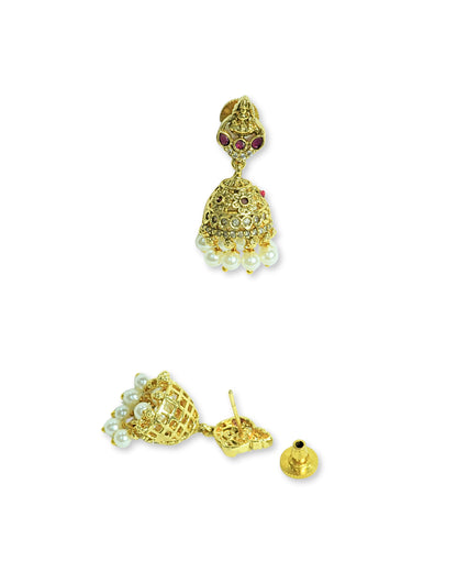Traditional Temple Gold-Plated AD & Stone Studded Necklace Set