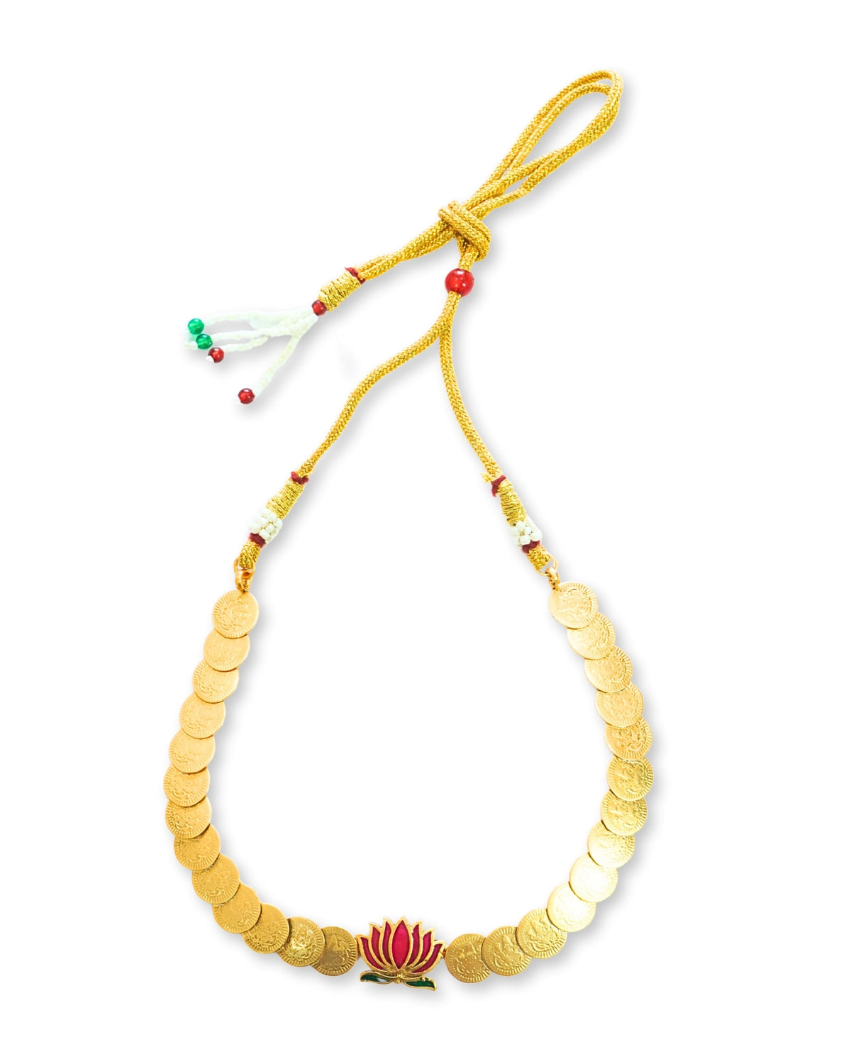 Laxmi Coin Pink Lotus Centerpiece Necklace Set