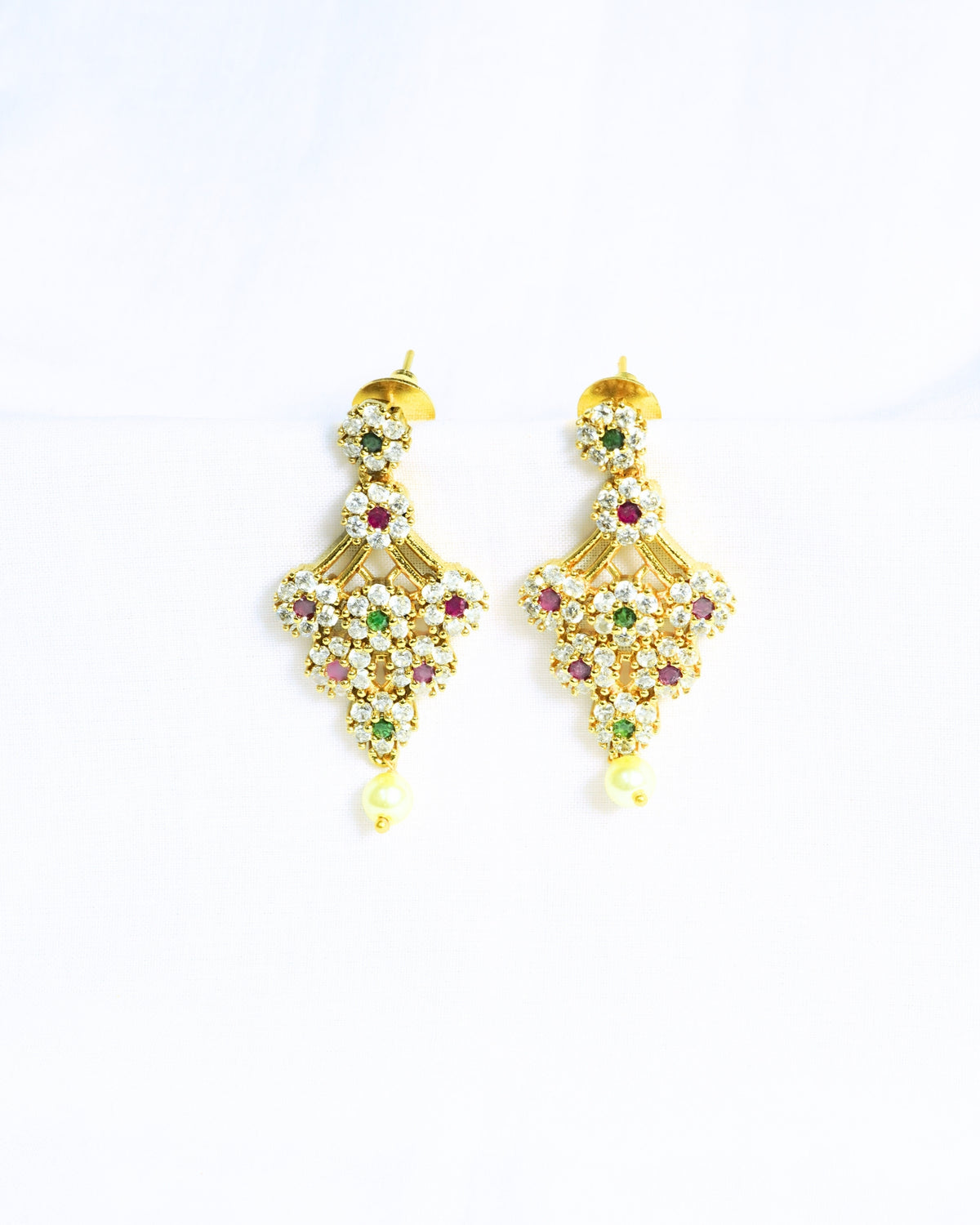 22K Gold-Plated AD & Multicolour Stone Necklace Set