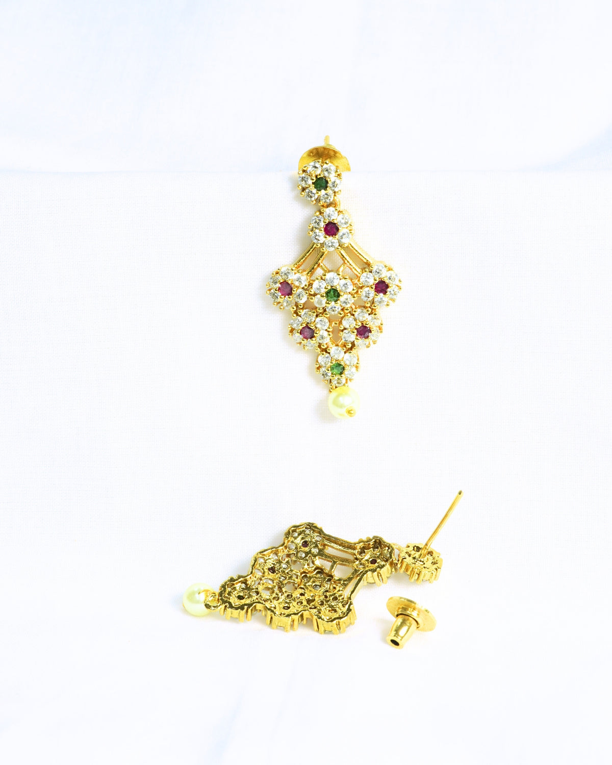 22K Gold-Plated AD & Multicolour Stone Necklace Set