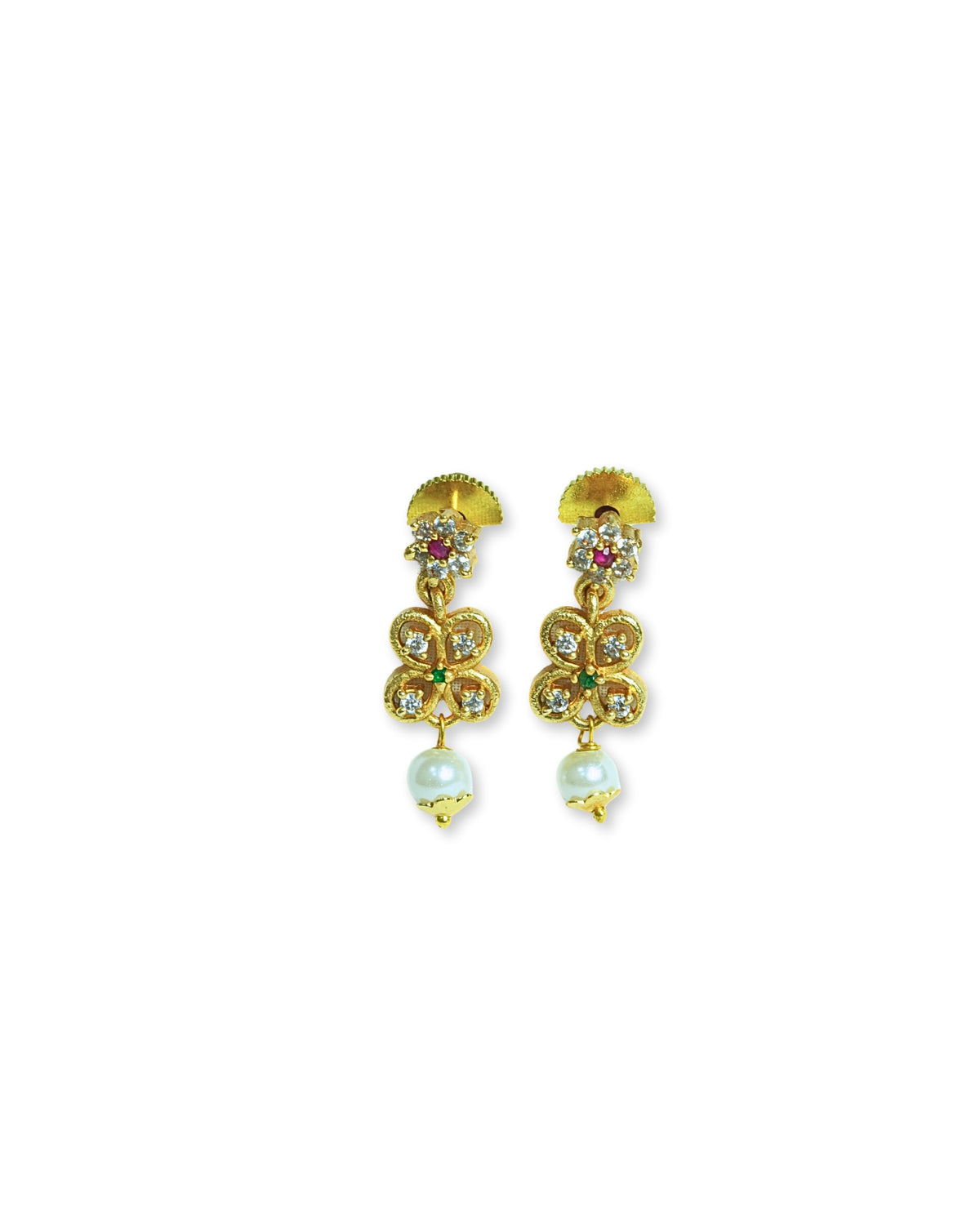 Diamond-Shaped Gold-Plated AD Studded Necklace Set
