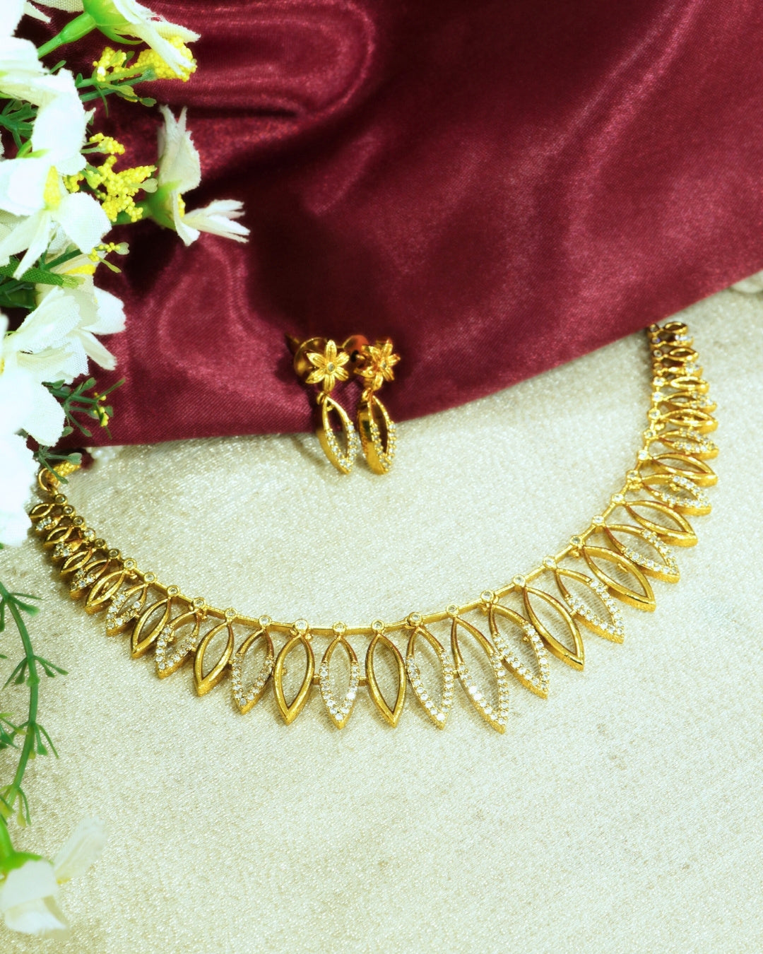 Marquise-Shaped American Diamond Necklace Set