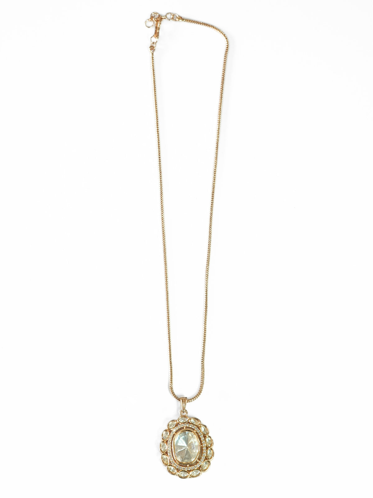 American Diamond & Oval Kundan Pendant Necklace Set