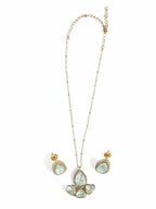 Gold-Plated Kundan Pear-Shaped Pendant Necklace Set