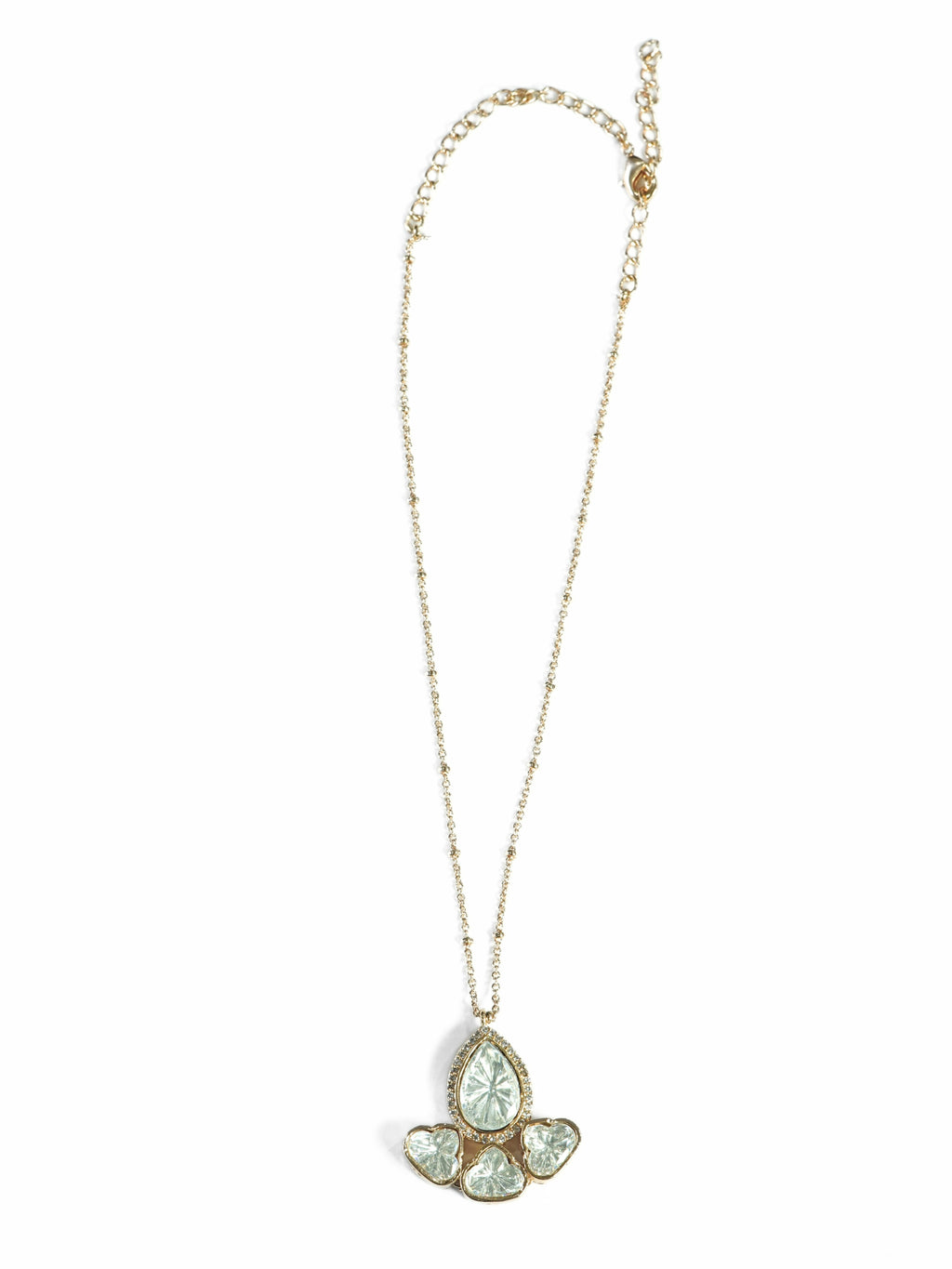 Gold-Plated Kundan Pear-Shaped Pendant Necklace Set