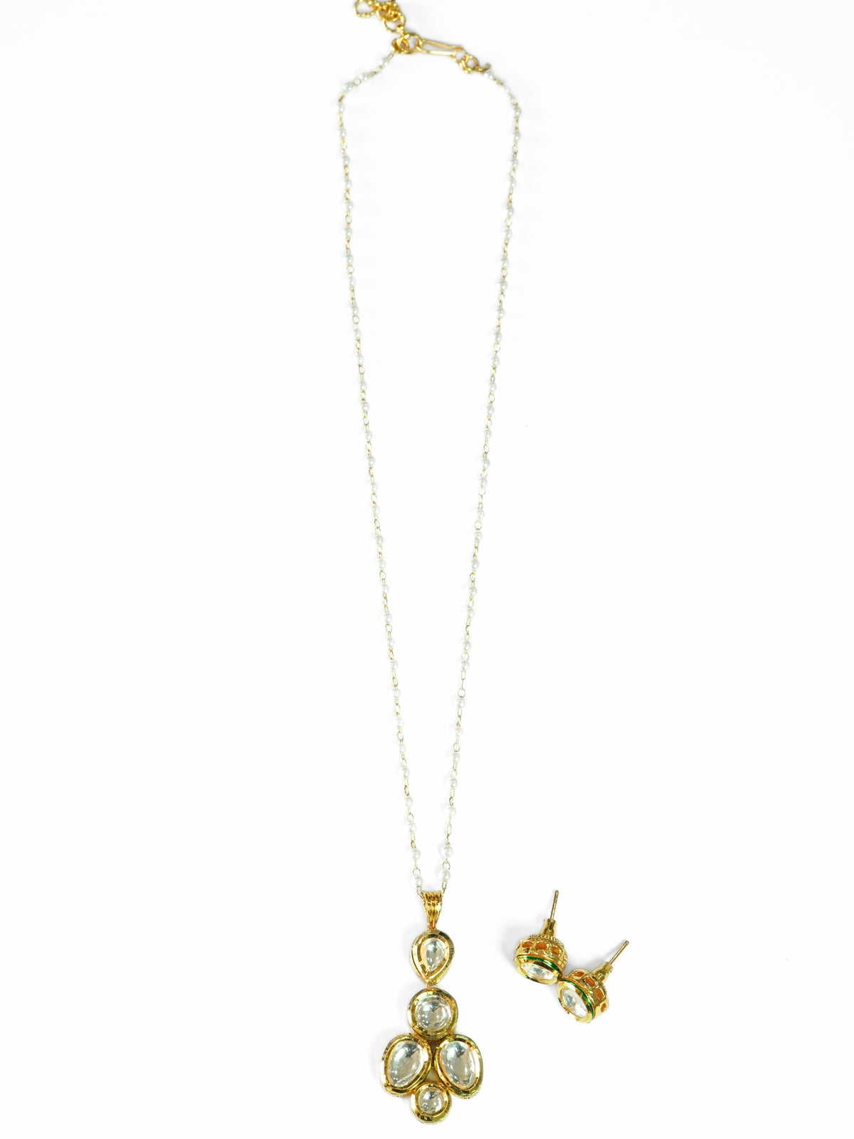 Pearl Beaded Kundan Pendant Necklace Set