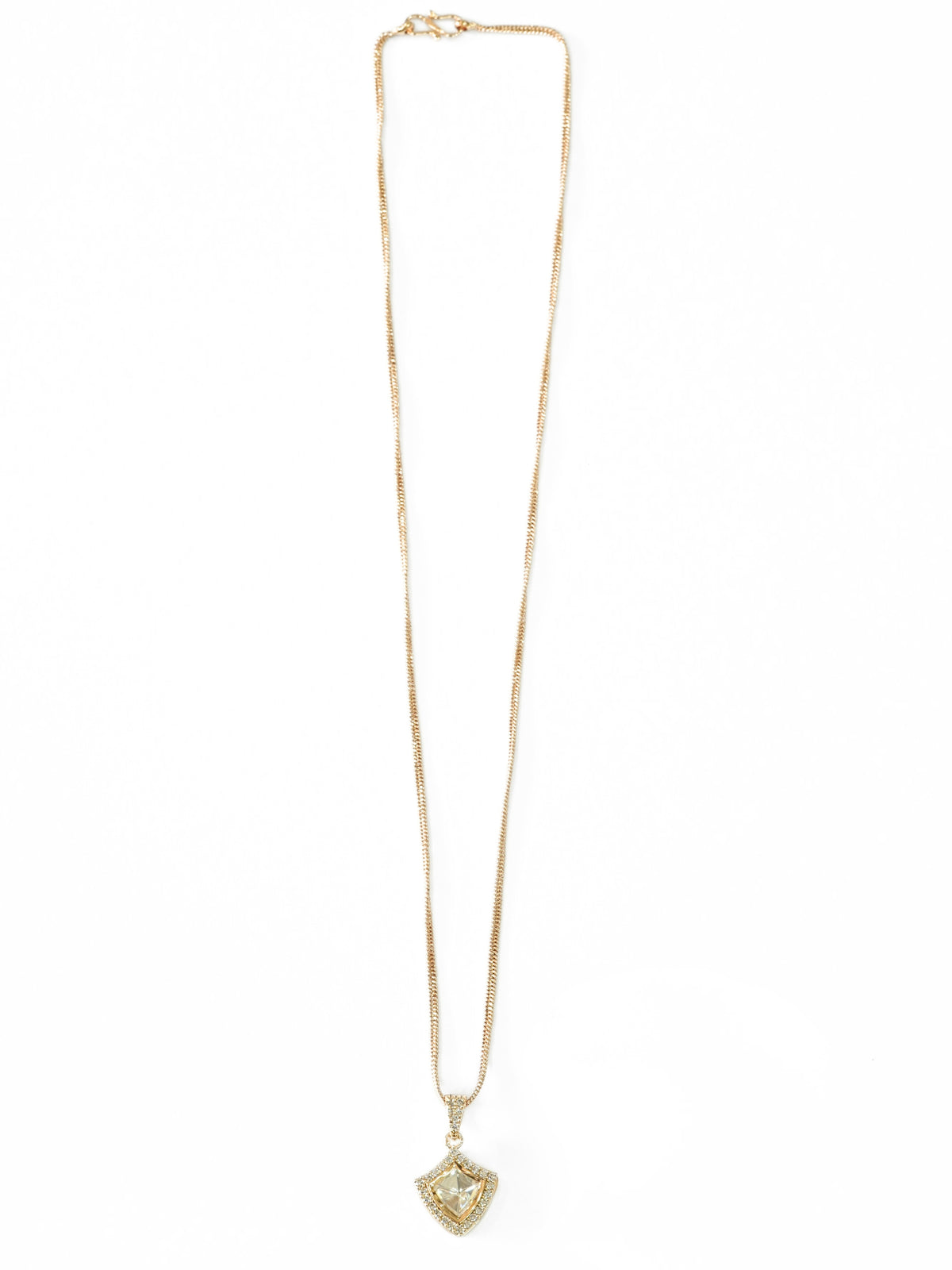 Gold-Plated AD Kundan Pendant Necklace with Drop Earrings