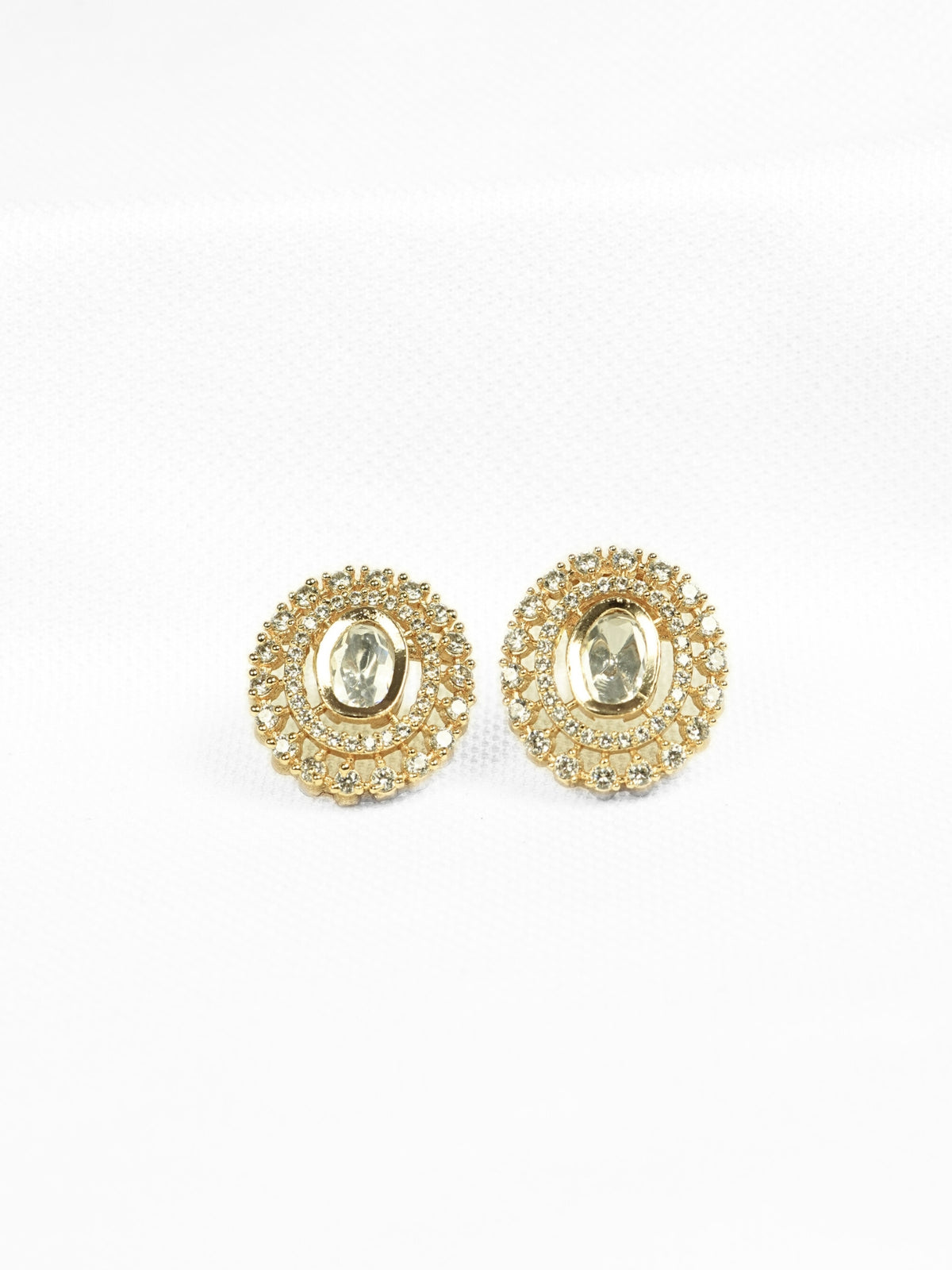 Circular AD & Kundan Gold-Plated Stud Earrings