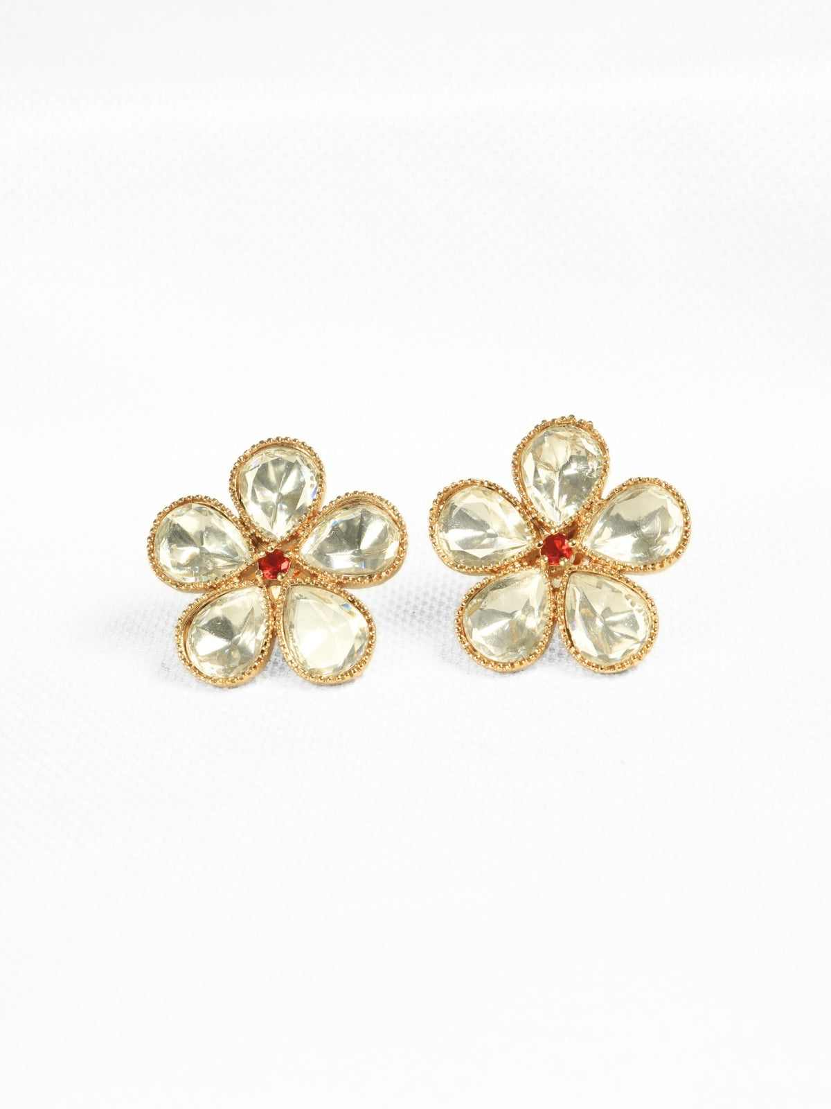 Floral Kundan Gold-Plated Stud Earrings
