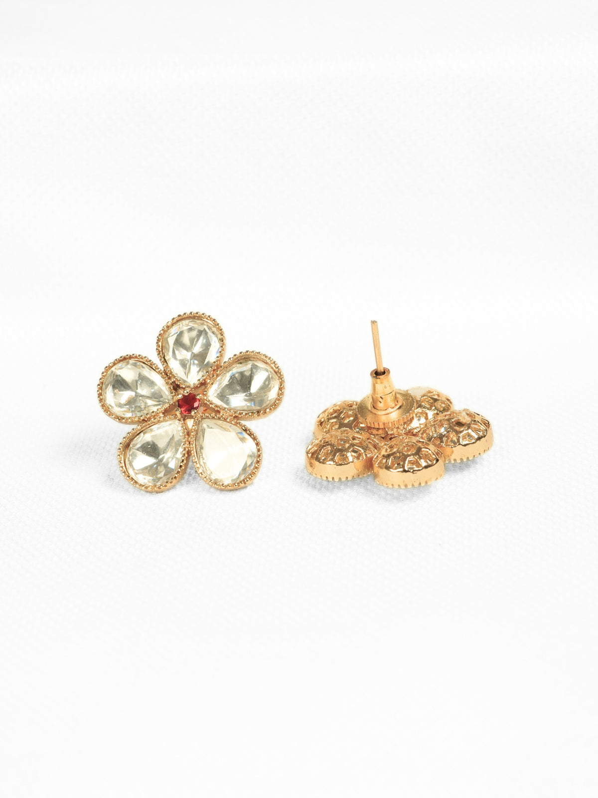 Floral Kundan Gold-Plated Stud Earrings