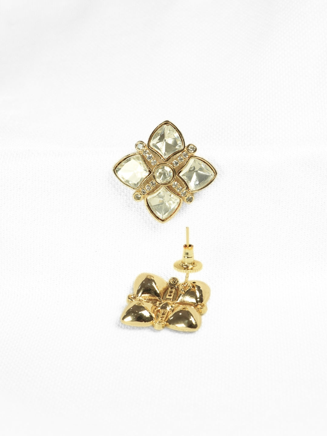 Gold-Plated Kundan & AD Stud Earrings