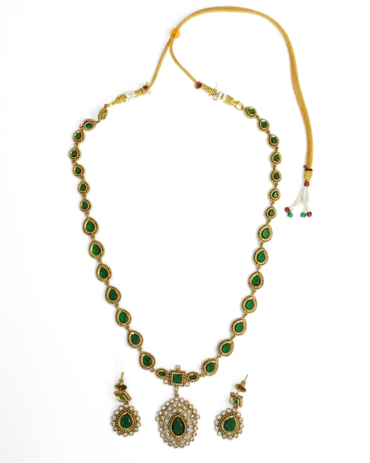 Gold-Plated Emerald Antique Necklace Set