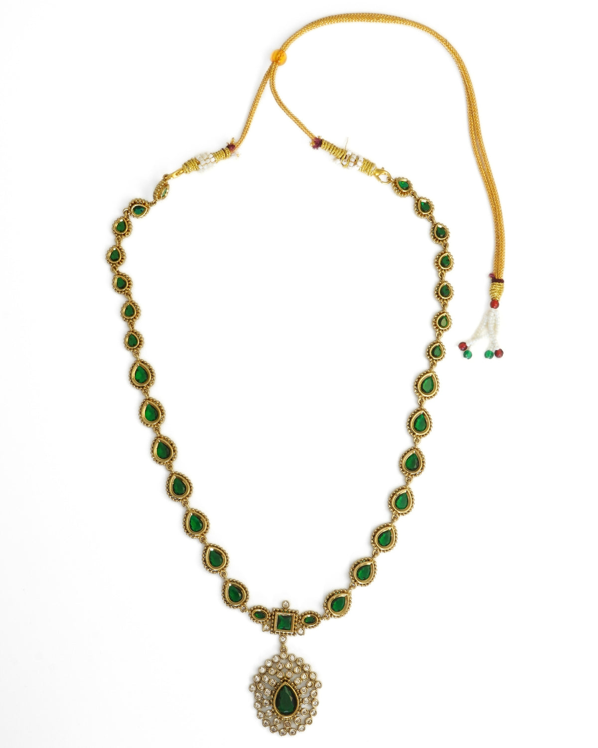 Gold-Plated Emerald Antique Necklace Set