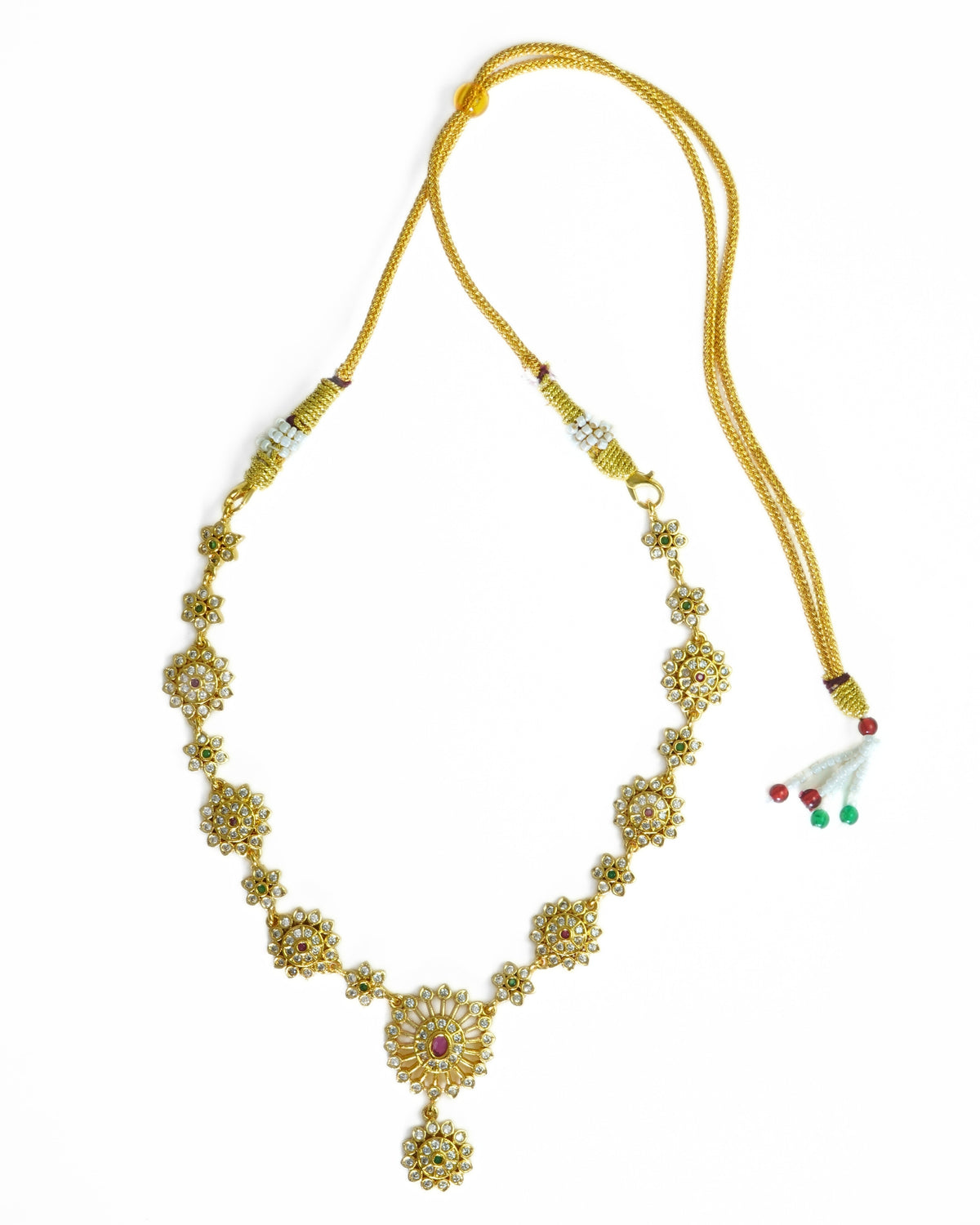 Floral American Diamond Gold-Plated Necklace Set