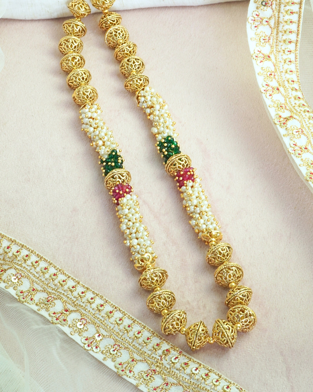 Beaded Gold Plated Necklace Set
