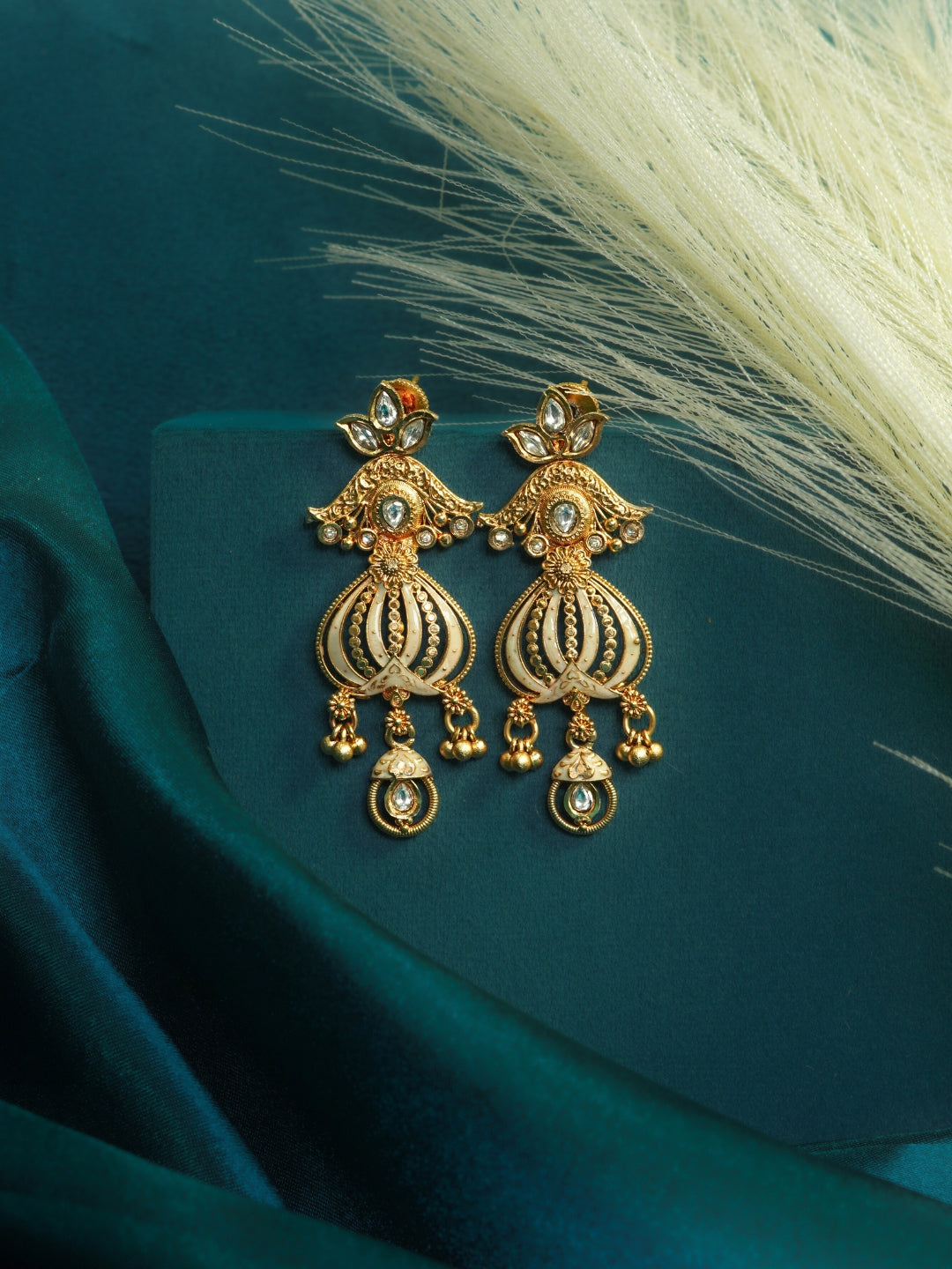 Antique Gold-Plated Drop Earrings