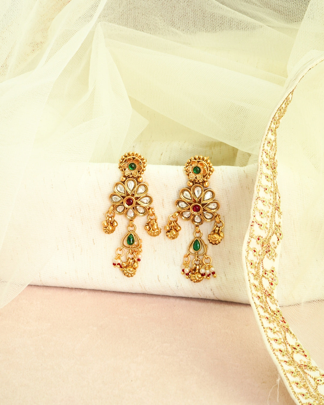 Gold-Plated Multicolour Stones & Beads Necklace Set