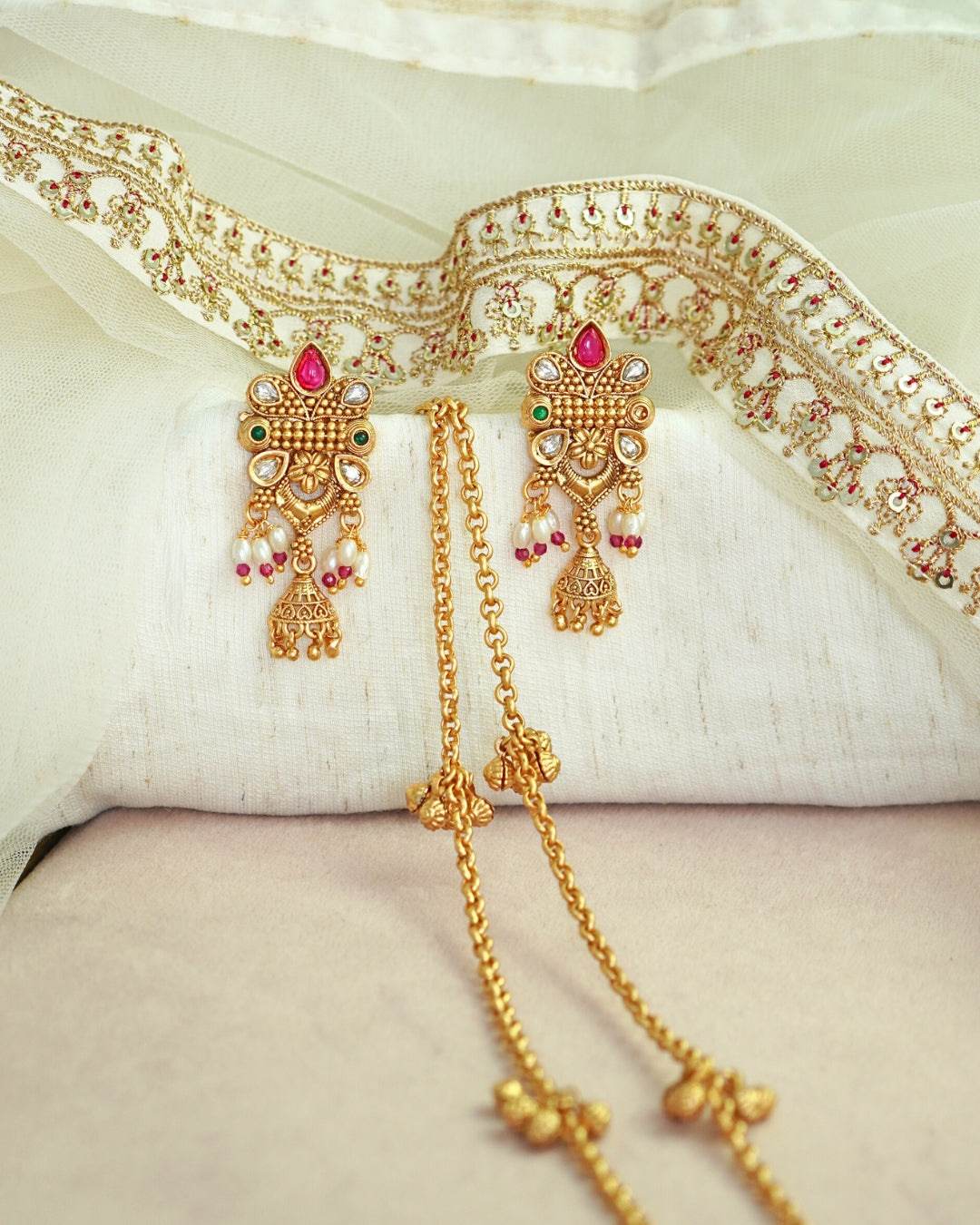 Long Chain Meenakari Pendant & Beaded Necklace Set