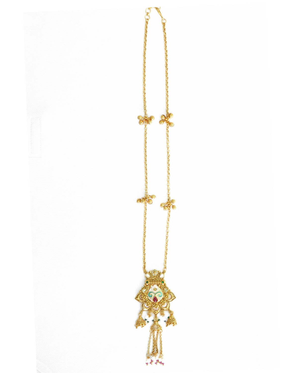 Long Chain Meenakari Pendant & Beaded Necklace Set