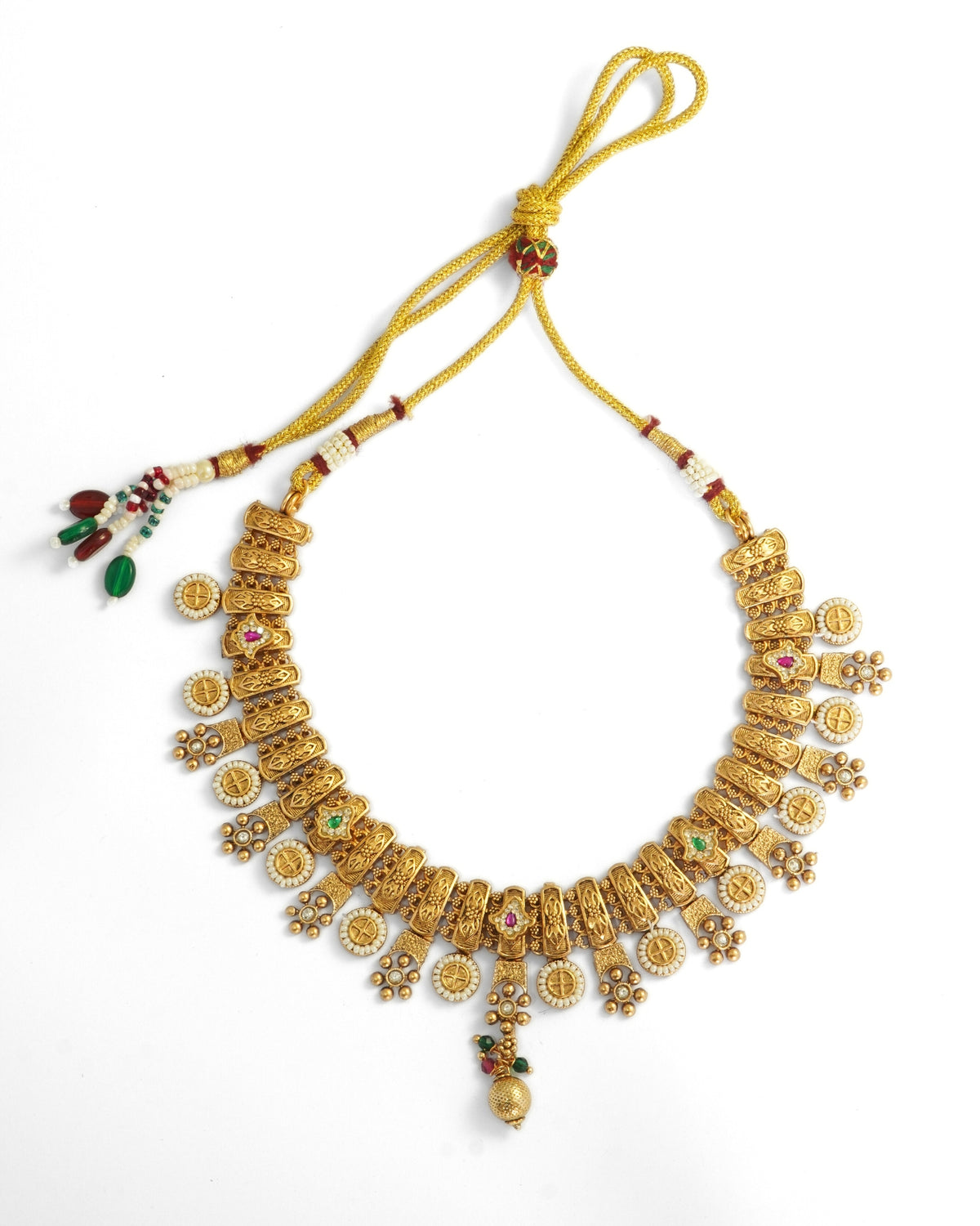 Gold-Plated Rajwadi Necklace with Jhumka Earrings